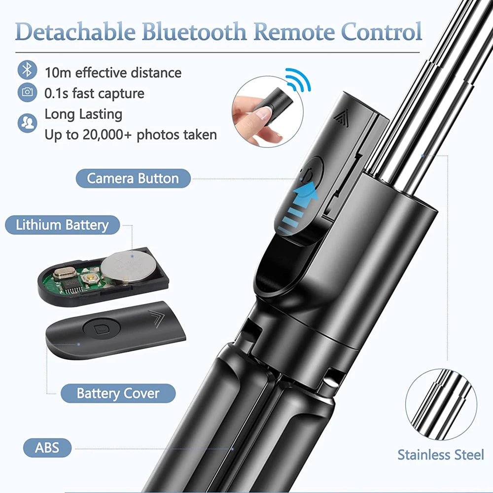 Bluetooth Selfie Stick Mobile Phone Holder Retractable Portable Multifunctional Mini Tripod With Wireless Remote Shutter
