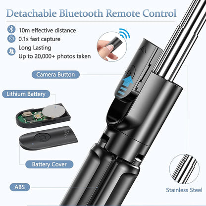 Bluetooth Selfie Stick Mobile Phone Holder Retractable Portable Multifunctional Mini Tripod With Wireless Remote Shutter