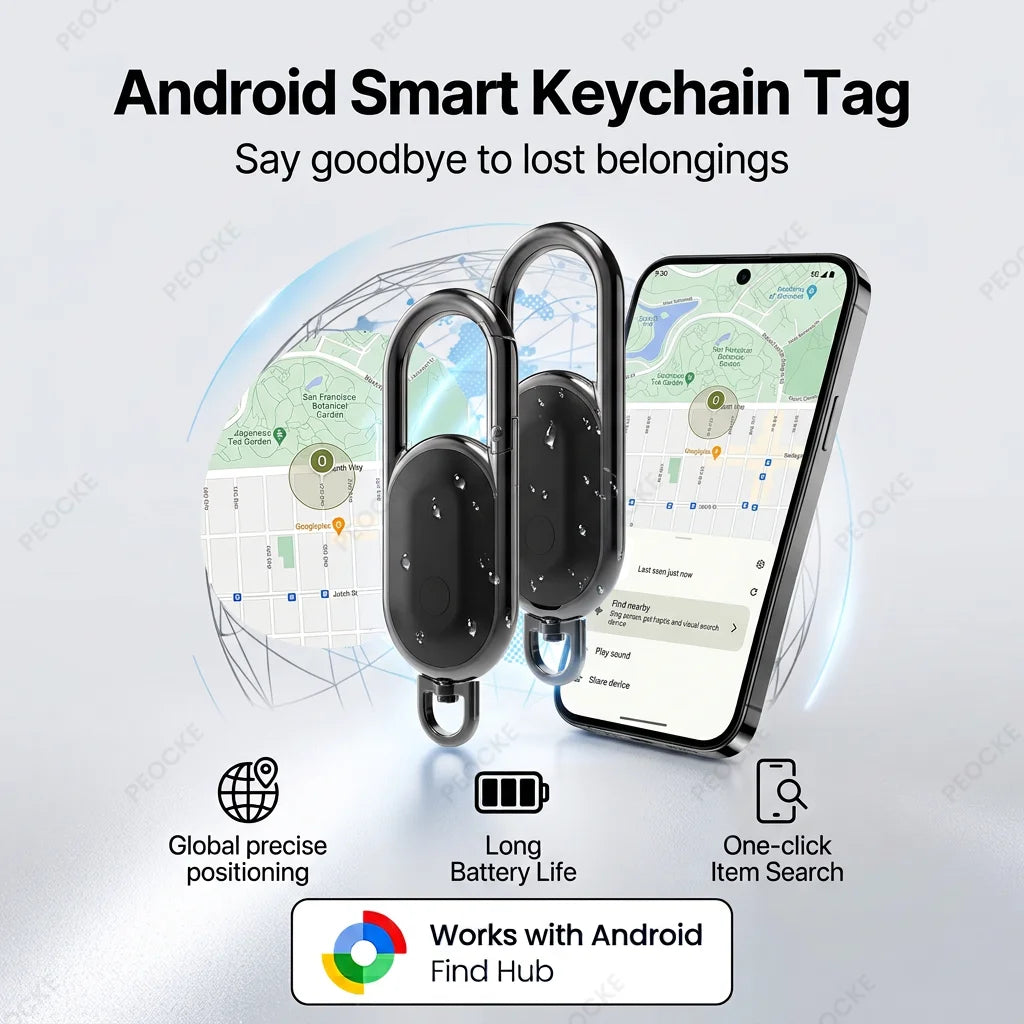 1-4 Pack Android Alternative to AirTag Smart Keychain Tag Anti-Lost GPS Tracker Bluetooth Locator Works With Google Find Hub