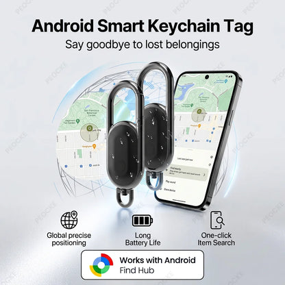 1-4 Pack Android Alternative to AirTag Smart Keychain Tag Anti-Lost GPS Tracker Bluetooth Locator Works With Google Find Hub