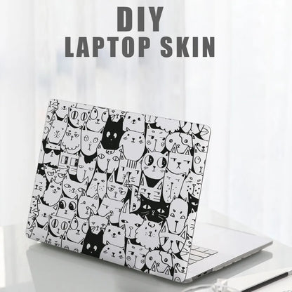 DIY 15inch Laptop Stickers Skins Cute Cat A+C Side Notebook Computer Cover Skin for Macbook /HP / Dell / Lenovo / Acer / ASUS