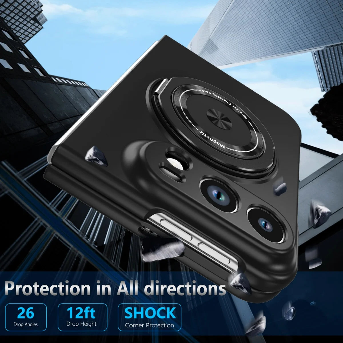 Luxury for Magsafe Wireless Charging Rotating Magnetic Stand Phone Case for IPhone Duo 18 Fold Lens Protector Shockproof Cover