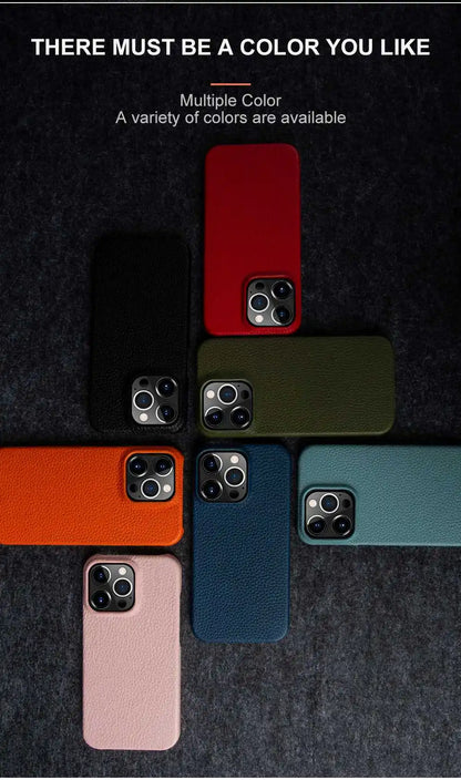 For Iphone 14 Pro Max Case Luxury Genuine Leather Cover Business Phone Cases Back Cover for Iphone 13 18Pro 15 12 XR XSMax Coque
