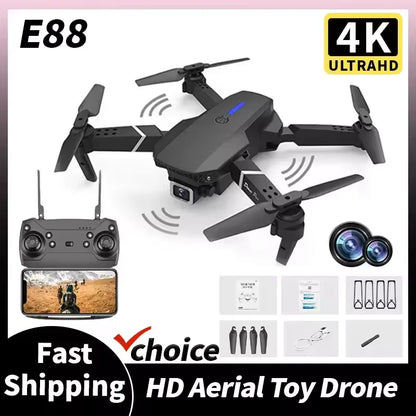 2026 New E88 Pro RC Drone 4K 1080P Wide Angle Dual HD Camera Foldable Quadcopter WiFi FPV Altitude Hold