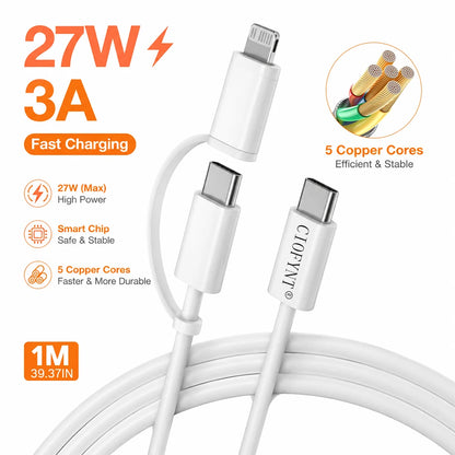 CIOFYNT USB-C to Lightning Cable, 1M 60W PD Fast Charging Nylon Braided Cord for iPhone 14/13/12/11