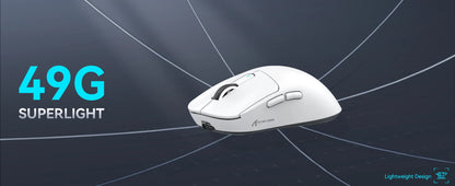 ATTACK SHARK X3 Wireless Gaming Mouse,49g Ergonomic PC Mouse,Triple Modes PAW3395 26K DPI Optical Sensor,Programmable Buttons