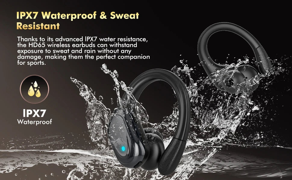Sport Wireless Headphone TWS Wireless Earphones Bluetooth 5.3 Earbuds with ENC Noise Cancellation Mic IP7 Waterproof for Running