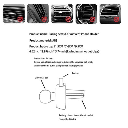Car Phone Holder Smartphone Mount Gravity Car Air Outlet Clip Stand No Magnetic Support in Car For iPhone Xiaomi Samsung Huawei