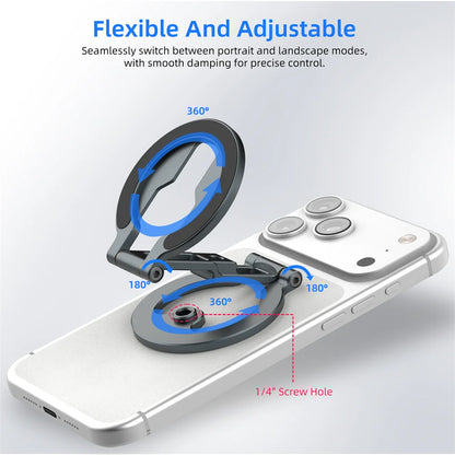 NEW Dual Side Magnetic Phone Holder with 1/4" Screw Tripod Mount Desk GYM Mount For iPhone Android MagSafe Slim Phone Stand