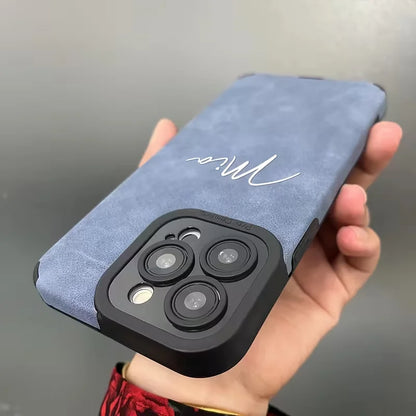 Personalized Customized  DIY Name Phone Case For iPhone 17 16 15 14 13 Pro Max Plus Stylish Faux Leather Shockproof Phone Case