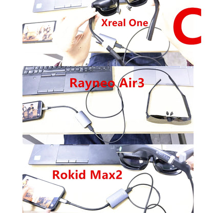 AR Glasses Hub Seamless Multi-Device Type-C HDMI-compatible Charging Adapter for Xreal Beam Viture Rokid Station Rayneo XR USB-C