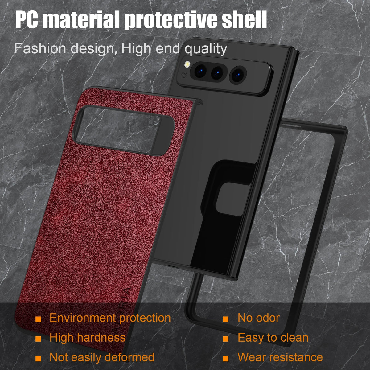 PU Leather Case for Google Pixel Fold 5G Simply Business Style Hard PC with PU 2in1 Material