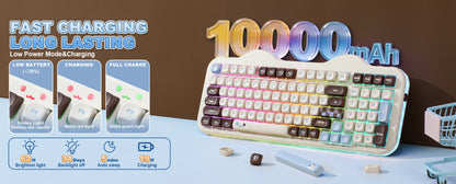 YUNZII C98 Wireless Mechanical Keyboard, 99-Key Hot Swap Gasket Keyboard with Numpad, Custom RGB Backlight,Cute Keeb for Win/Mac