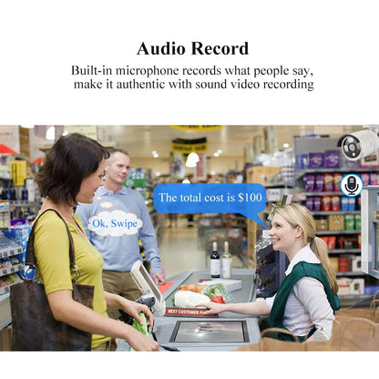 AZISHN 2.8mm Wide Angle 8MP 4K IP Camera Outdoor Face Detect Audio H.265 Bullet CCTV Home 5MP 4MP POE Human AI Security Camera