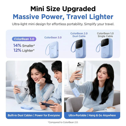PISEN 45W Fast Charging Power Bank Built-in Dual USB-C Cable 10000mAh/ 20000mAh Mini Portable Powerbank For iPhone 17 Xiaomi