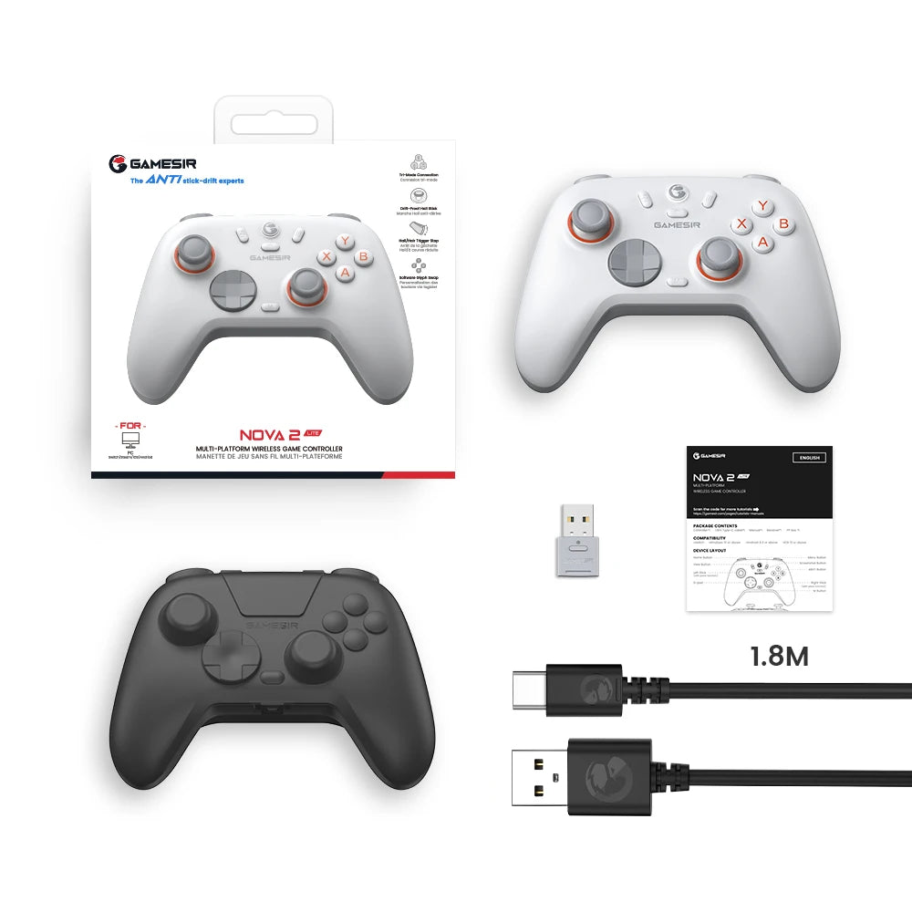 GameSir Nova 2 Lite Wireless Game Controller Switch Gamepad Hall Effect Joysticks Anti-Drift for Nintendo Switch / iPhone / Android / PC