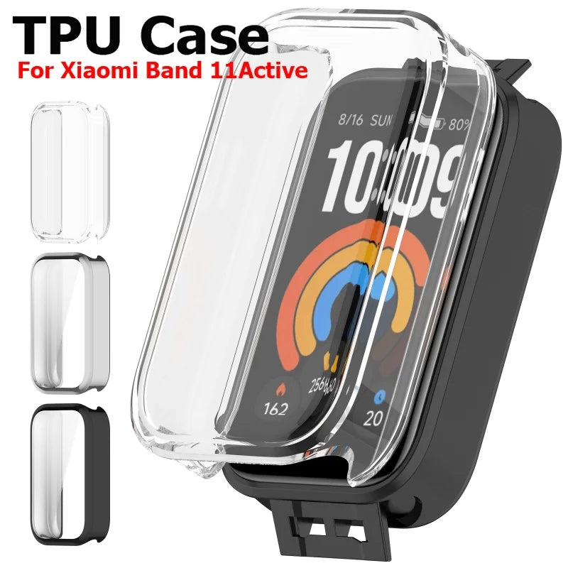 Soft TPU Case for Xiaomi Band 11 Active Smart Watch Cases Bumper Shell Cover Screen Protector for Miband 11 Active Accessories