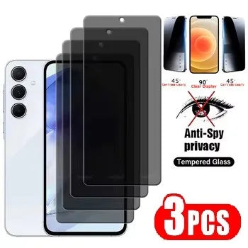 3Pcs Privacy Glass Screen Protector For Samsung Wide 4 5 Xcover 6 7 A03 Core A12 Nacho M31 Galaxy S23 FE M21 2021 Prime Anti-Spy