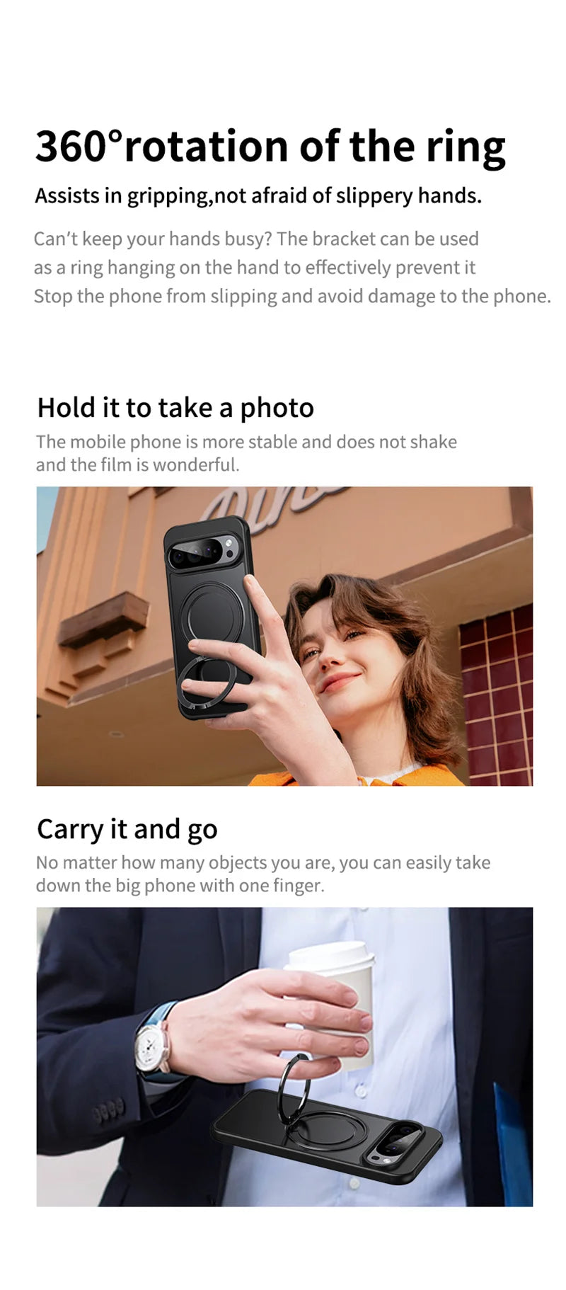 Transparent Phone Case for Google Pixel 10 Pro XL 9A 8A Protective Case Magnetic Rotate Bracket MagSafe Shock Proof Cover