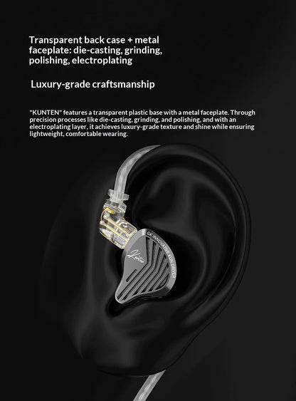 GK-KUNTEN Wired Earphones Flagship Single Motion In Ear Heavy Bass Fever HIFI High Quality Earphones