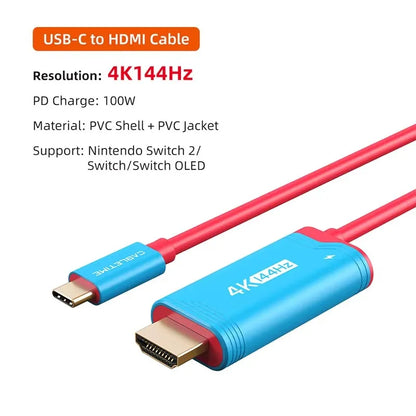 CABLETIME Switch 2 Dock Station Portable TV Dock 4K144Hz USB C to HDMI Cable  PD 100W Adapter Prefect Switch 2/1 OLED for PS4/5