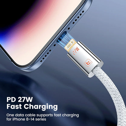 Toocki 27W USB C to Lightning Fast Charging Cable for iPhone 14 13 12 Pro Max Xs 2.4A USB A to iP Zinc Alloy Data Cable for iPad