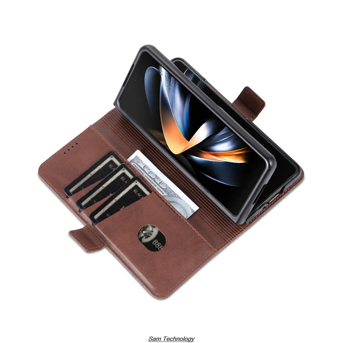 Magnetic Adsorption Leather Fitted Case for Samsung Galaxy Z Fold5 / Z Fold 5 6 7 4 3 5G Flip Cover Protective Case Fundas Coque