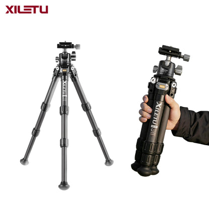 XILETU Lightweight Stable Carbon Fiber Tripod w 360° Rotation Detachable Ball Head Mini Tabletop Stand For Digital Cameras DSLRS