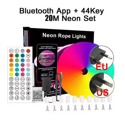 24V Neon Rgb Led Strip Light Remote Control Waterproof Outdoor 5M 10M 15M 20 Meter 30M Led Flexible Neon Rope Ribbon Tape Band