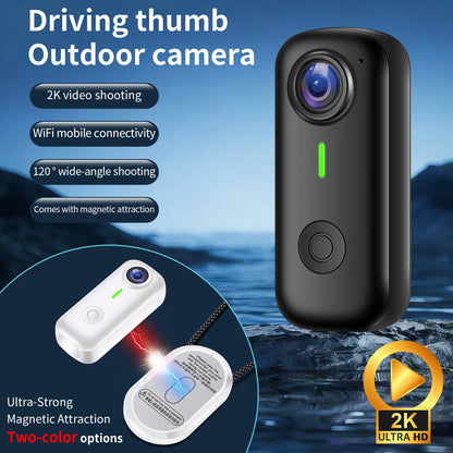 Mini Magnetic Thumb Action Cam 120° Wide Angle Smart Anti Shake For Bike Vlog Motorcycle Daily School Recording And Cycling
