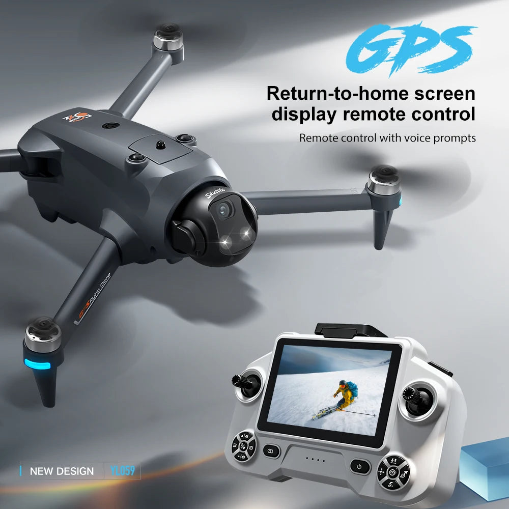 ZNLYRION YL059 GPS Foldable Drone With Large Screen Remote 180 Electric Adjustable Camera All Round Obstacle Avoidance Brushless Motor 5G FPV RC Quadcopter