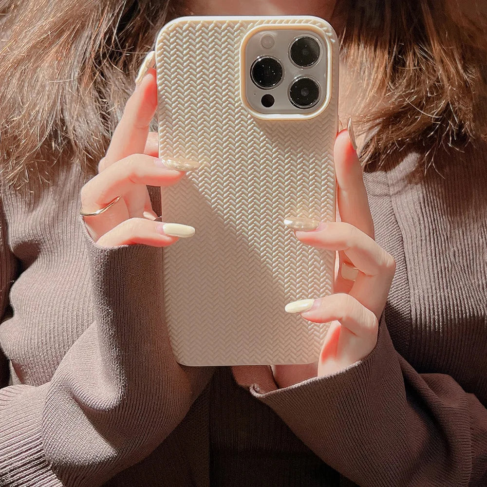 Colored Autumn and Winter Solid Weave Pattern Phone Case For Iphone 14 13 12 11 Pro Max X XR XSMAX 7 8 Plus Fashion New Products