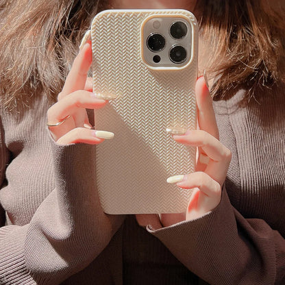 Colored Autumn and Winter Solid Weave Pattern Phone Case For Iphone 14 13 12 11 Pro Max X XR XSMAX 7 8 Plus Fashion New Products