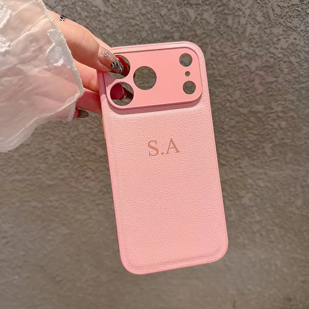 Personalized Luxury Customized Name 3D DIY Hot Engrave Faux Leather Phone Case For iPhone 17Pro Max 16 15 14 13 Pro Max Plus Air