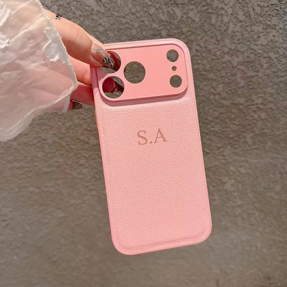 Personalized Luxury Customized Name 3D DIY Hot Engrave Faux Leather Phone Case For iPhone 17Pro Max 16 15 14 13 Pro Max Plus Air