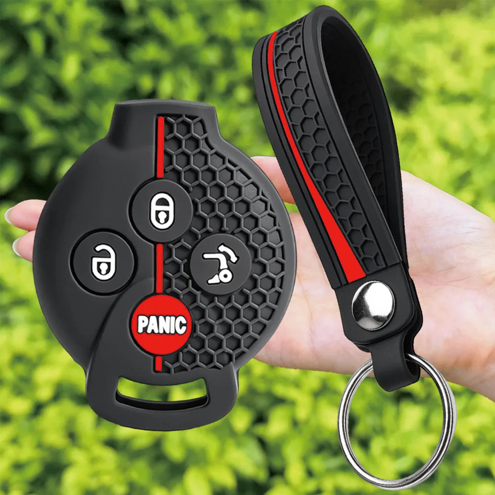 For Mercedes-Benz Smart Fortwo 451 Forfour 453 silicone car key fob cover with compact finger loop and key ring
