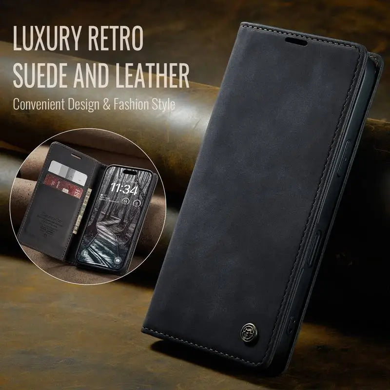 Leather Case For iPhone 17 16 15 14 13 12 11 18 Pro Max Air 16E X XR XS Max SE 2020 6 6s 7 8 Plus Luxury Magnetic Phone Cover