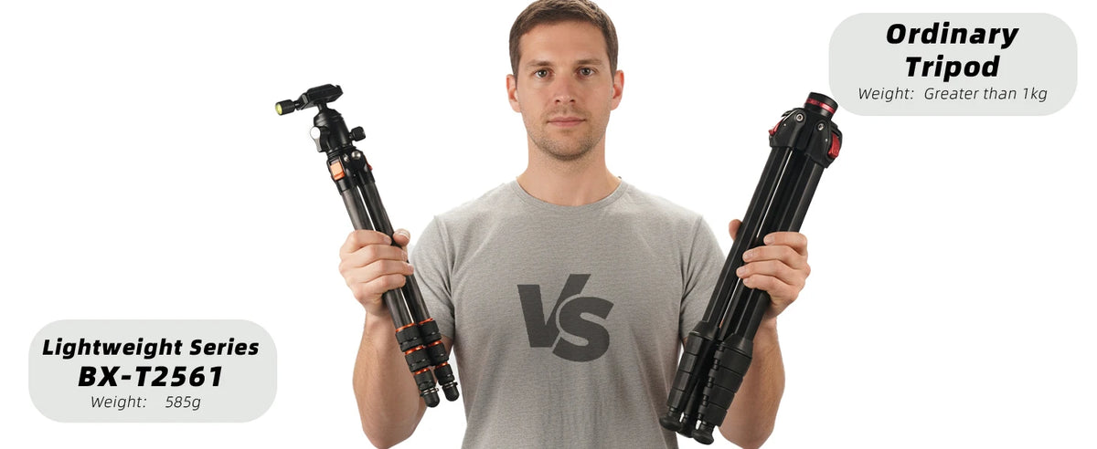 BESnfoto BX-T2561 Carbon Fiber Camera Tripod, Ball Head with Phone Holder & Carry Bag, Professional Travel Photo Tripod