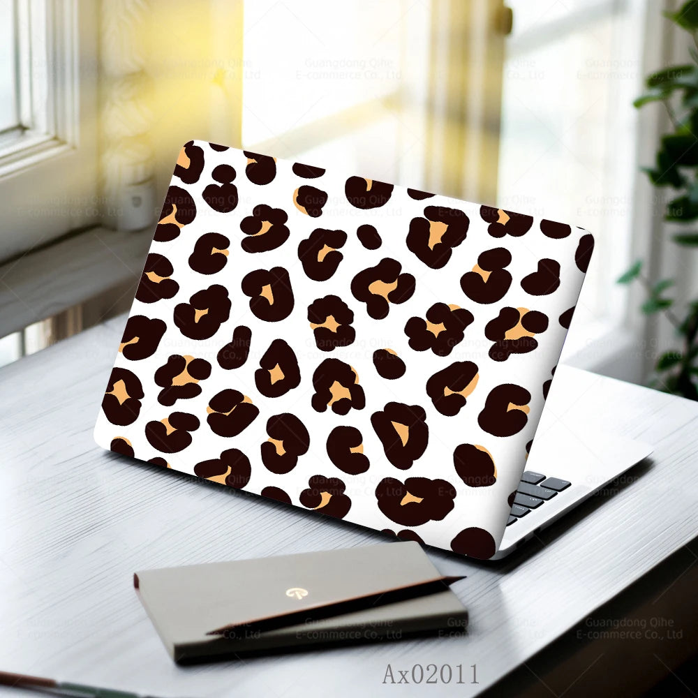 2 pcs Aesthetic Light Leopard Laptop Stickers Set Self-Adhesive Removable Laptop Covers for MacBook Notebook Protective Skins
