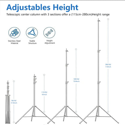 Super Stable Stainless Steel Big Tripod 2.8M Foldable Lighting Stand Tripod Photography For Fill Spot Light Softbox Photo Studio