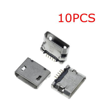 TZT 10pcs/100PCS Micro USB 5pin Female Usb Socket Flat mouth four legs socket mini usb connector