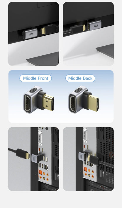 Hagibis HDMI to HDMI Adapter Right Angle 90 Degree Male to Female HDMI 2.1 Coupler  Cable Extender Connector Conventer L-Shaped