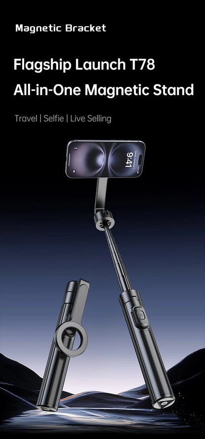 T18 Magnetic Phone Tripod Wireless Phone Grip Selfie Stick Desktop Tripod