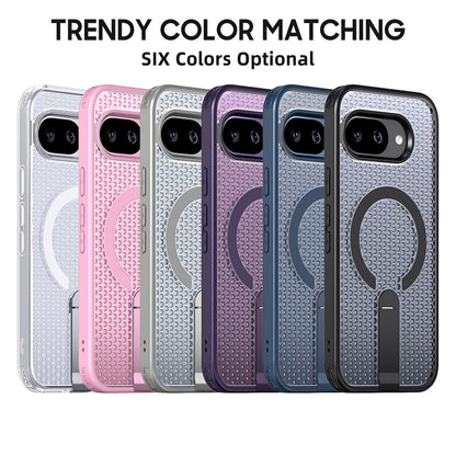 Magnetic Bracket Cooling Shockproof Phone Case For Google Pixel 10 9 Pro XL 10A 9A Mesh Ventilation Wireless Charging Phone Case