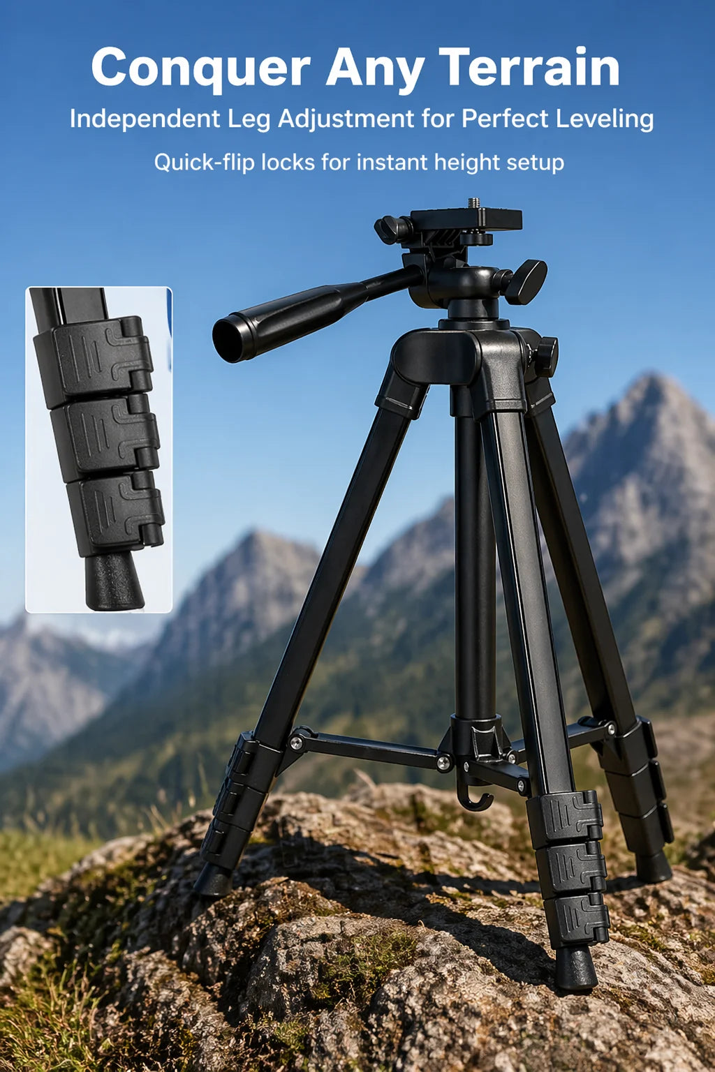 Camera Tripod Aluminum Professional Tripod Stand with Phone Mount Carry Bag for Camera Phone Photography