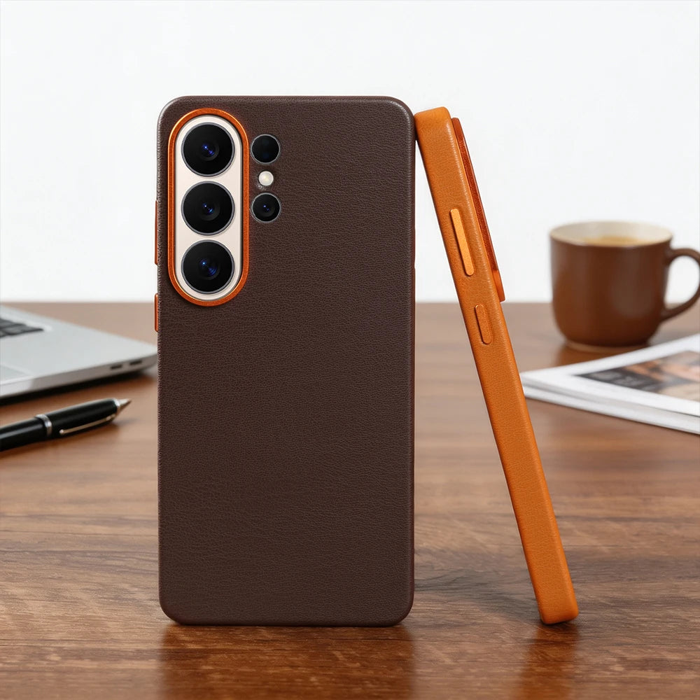 For Magsafe Premium Leather Case for Samsung Galaxy S26 Ultra S26Ultra S26Plus S25 Plus S25Ultra Phone Case Cover Magnetic Coque