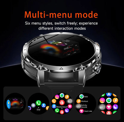 New 1400mAh Big Battery Smart Watch Men Outdoor GPS Flashlight IP68 Waterproof Bluetooth Call AMOLED Military Sports Smartwatch