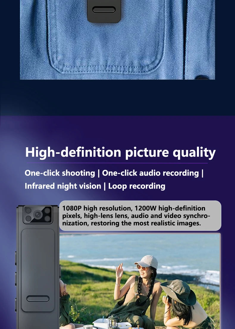 1080P Body Mini Camera Portable Infrared Night Vision Miniature Camcorder Small Digital Video Recorder Police BodyCam