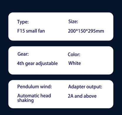 3600mAh USB Desk Fan 4 Speed Adjustable Desktop Table Fan with Strong Wind Quiet Portable Kipas USB Oscillating Fan