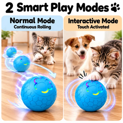 Interactive Smart Pet Toy Ball Motion Activated Hunting Toy Automatic Rolling Color Changing Self Entertainment Cat Small Dog